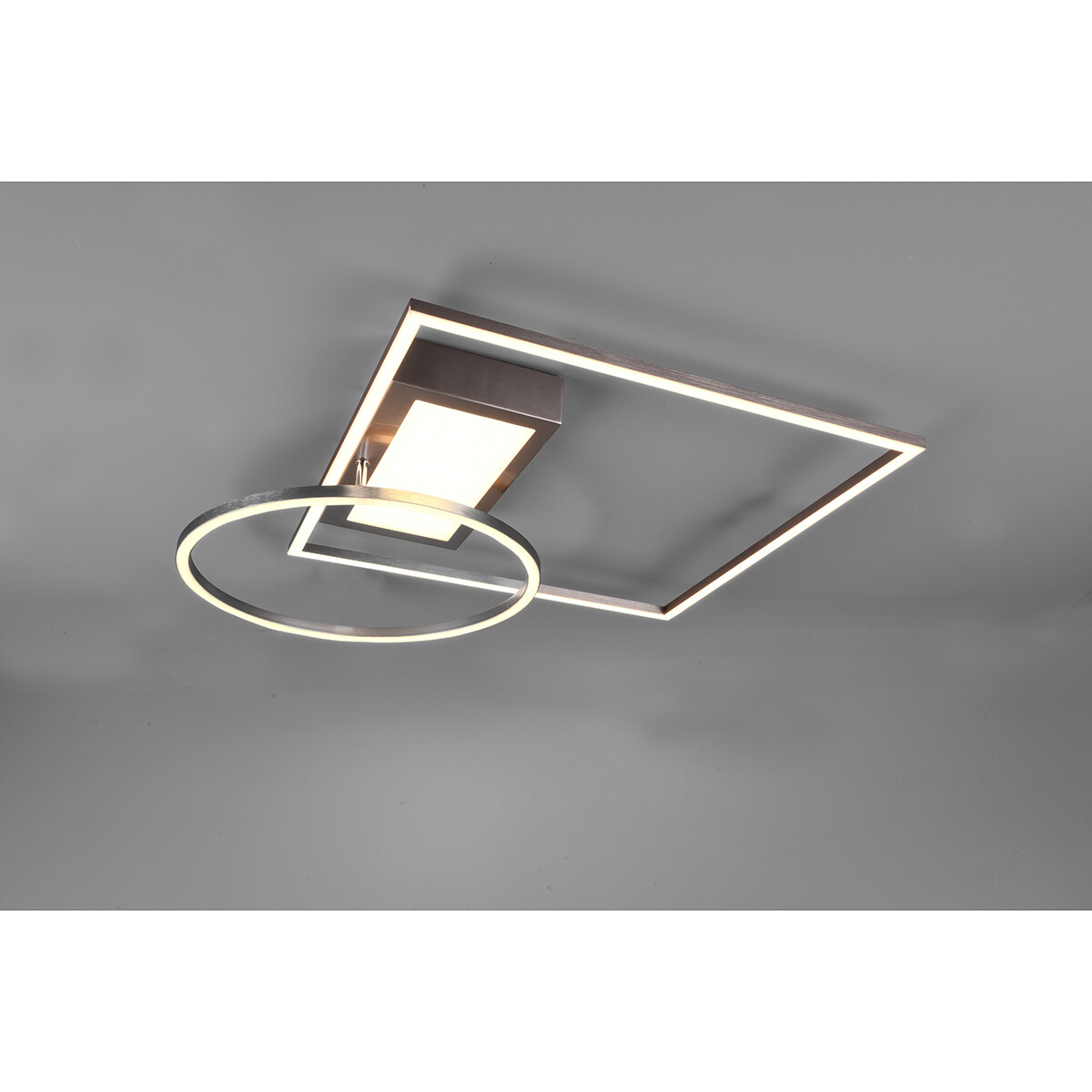 LED Plafondlamp - Plafondverlichting - Trion Dowino - 33W - Aanpasbare Kleur - Afstandsbediening - Dimbaar - Vierkant - Mat Nikkel - Aluminium