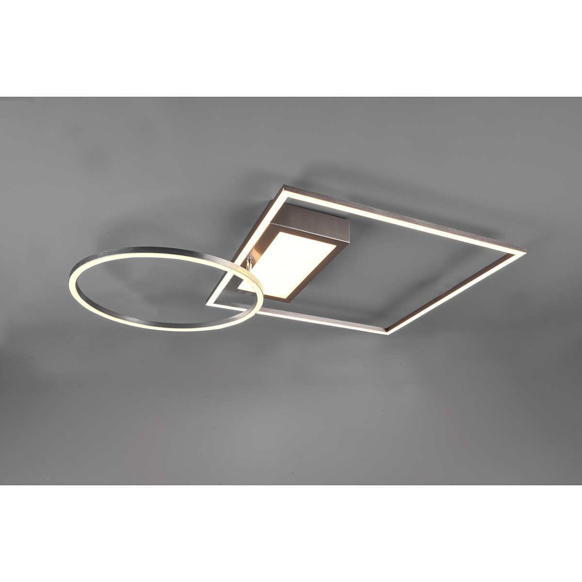 LED Plafondlamp - Plafondverlichting - Trion Dowino - 33W - Aanpasbare Kleur - Afstandsbediening - Dimbaar - Vierkant - Mat Nikkel - Aluminium