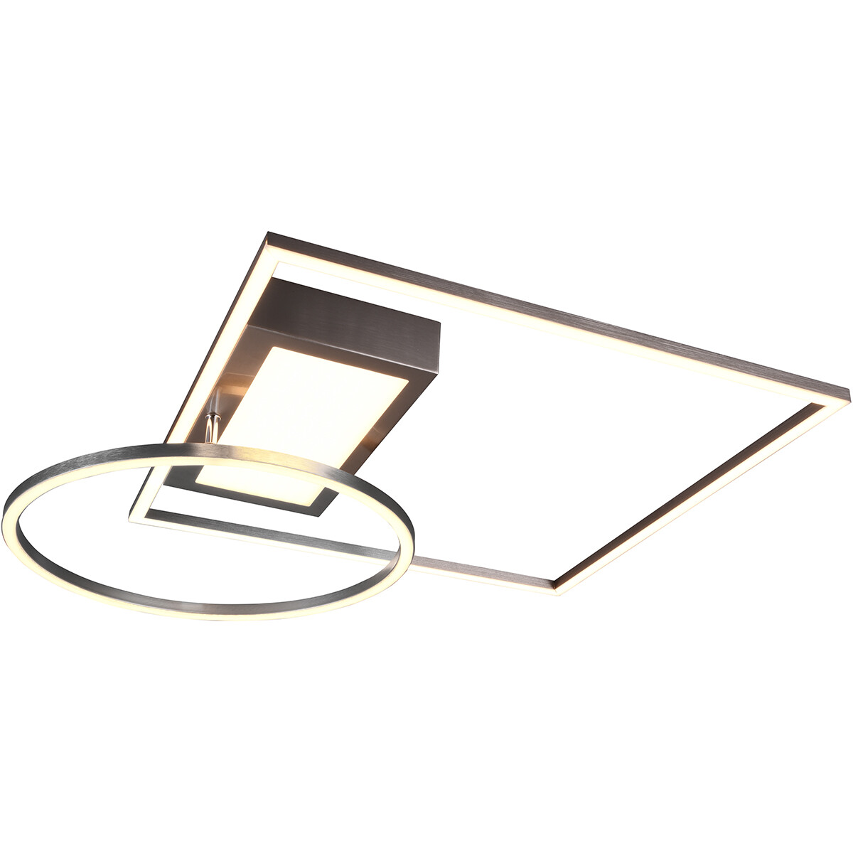 LED Plafondlamp - Plafondverlichting - Trion Dowino - 33W - Aanpasbare Kleur - Afstandsbediening - Dimbaar - Vierkant - Mat Nikkel - Aluminium