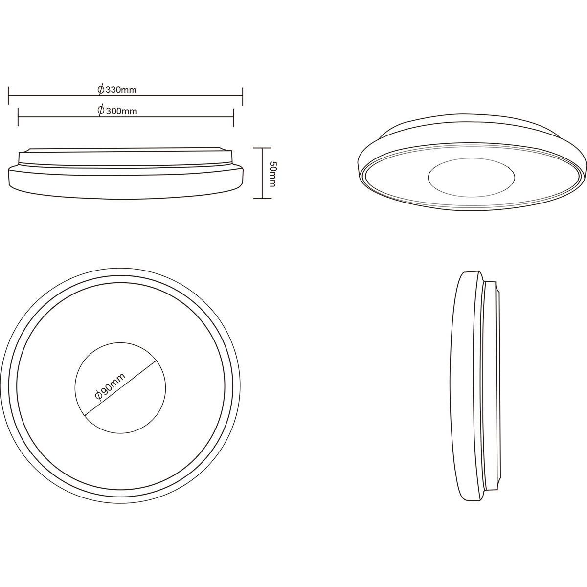 LED Plafondlamp - Plafondverlichting - Trion Duna - 16W - Natuurlijk Wit 4000K - Rond - Chroom - Kunststof