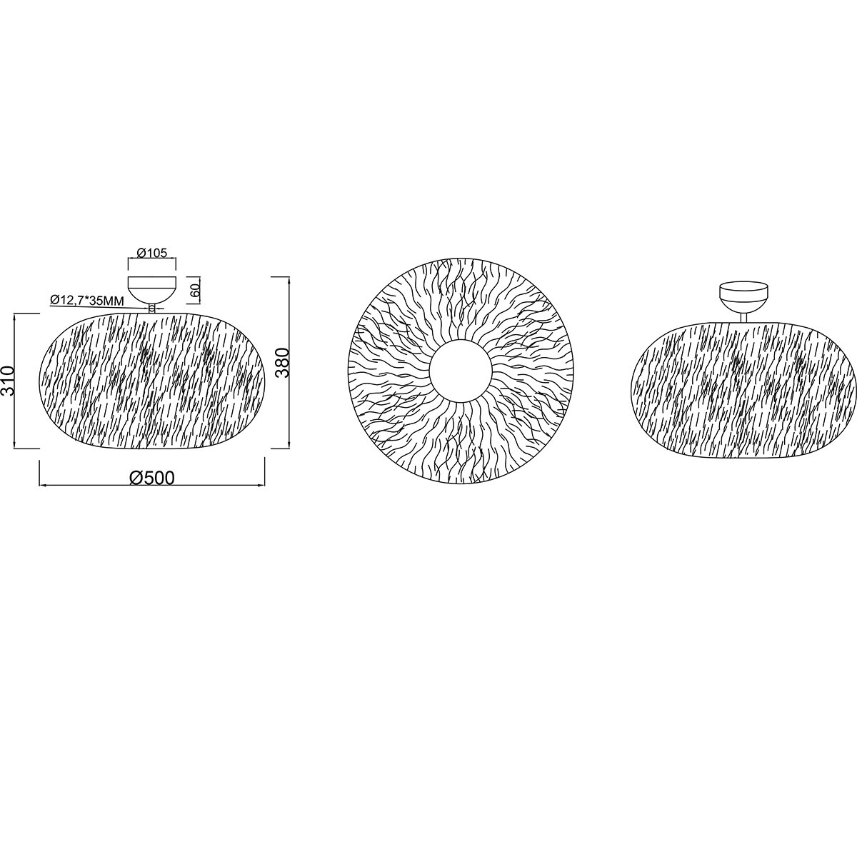 LED Plafondlamp - Plafondverlichting - Trion Fluffy - E27 Fitting - Rond - Taupe - Synthetisch Pluche