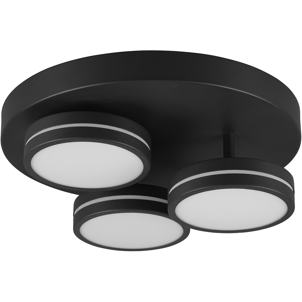 LED Plafondlamp - Plafondverlichting - Trion Franco - 25.5W - Warm Wit 3000K - 3-lichts - Dimbaar - Rond - Mat Antraciet - Aluminium