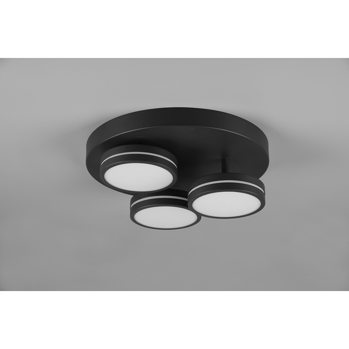 LED Plafondlamp - Plafondverlichting - Trion Franco - 25.5W - Warm Wit 3000K - 3-lichts - Dimbaar - Rond - Mat Antraciet - Aluminium