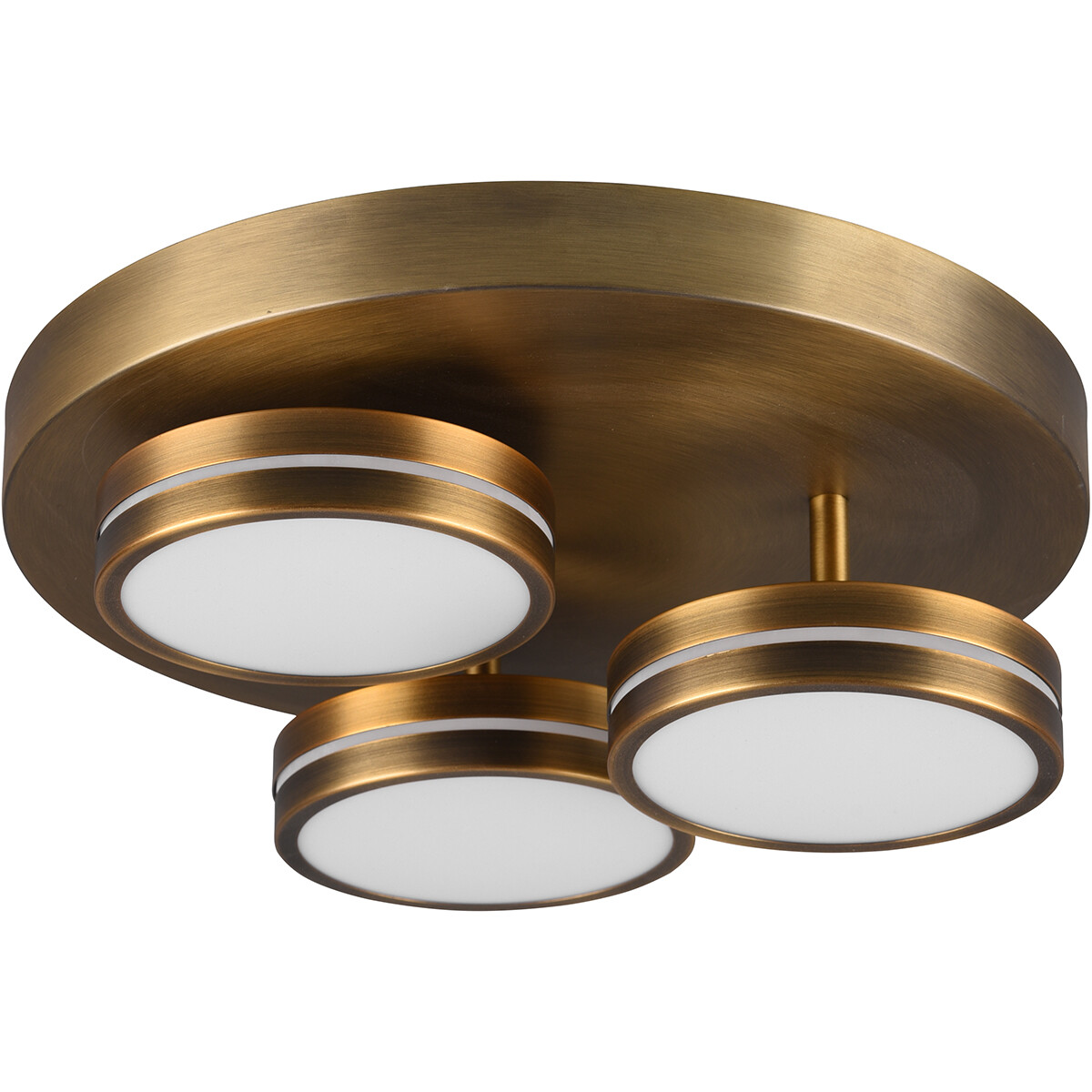 LED Plafondlamp - Plafondverlichting - Trion Franco - 25.5W - Warm Wit 3000K - 3-lichts - Dimbaar - Rond - Oud Brons - Aluminium