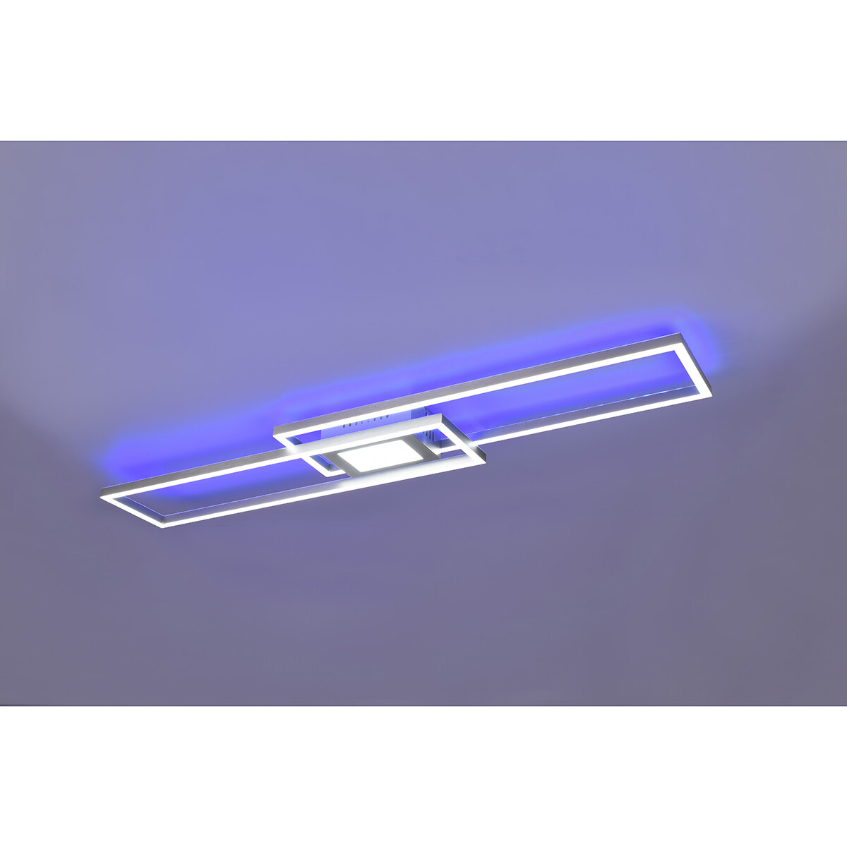 LED Plafondlamp - Plafondverlichting - Trion Gandon - 37W + 10W - Aanpasbare Kleur - Dimbaar - Rond - Mat Nikkel - Aluminium