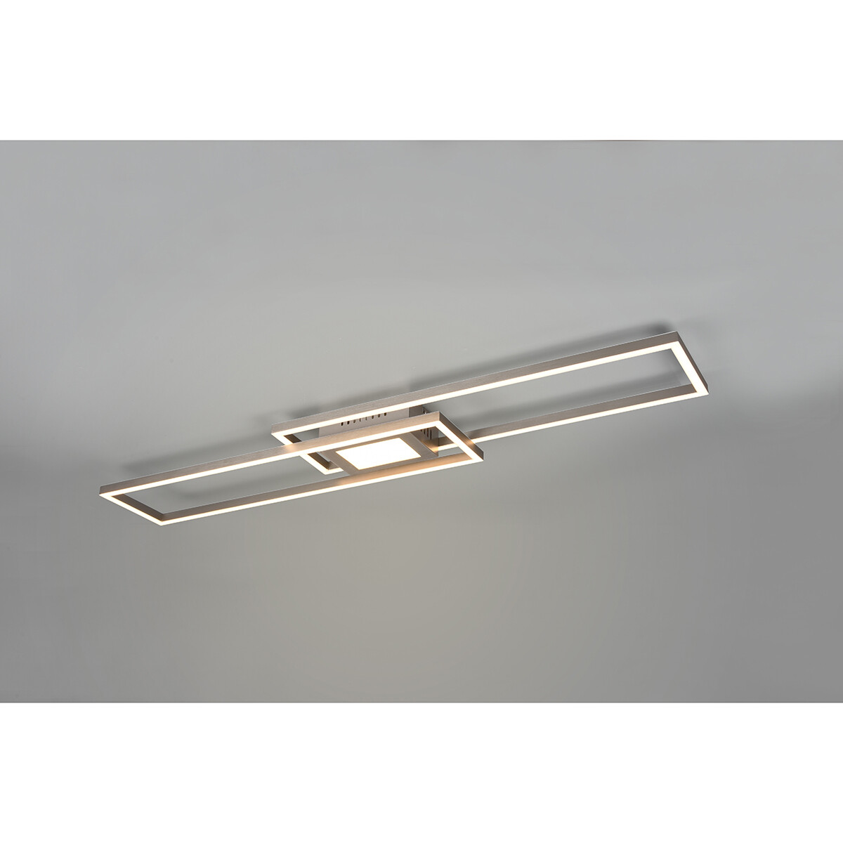 LED Plafondlamp - Plafondverlichting - Trion Gandon - 37W + 10W - Aanpasbare Kleur - Dimbaar - Rond - Mat Nikkel - Aluminium