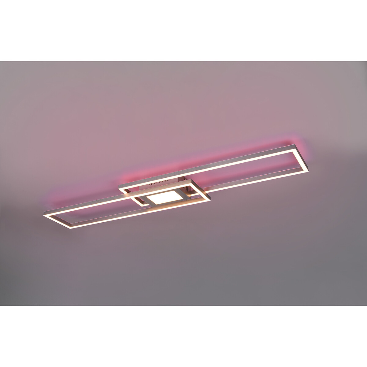 LED Plafondlamp - Plafondverlichting - Trion Gandon - 37W + 10W - Aanpasbare Kleur - Dimbaar - Rond - Mat Nikkel - Aluminium