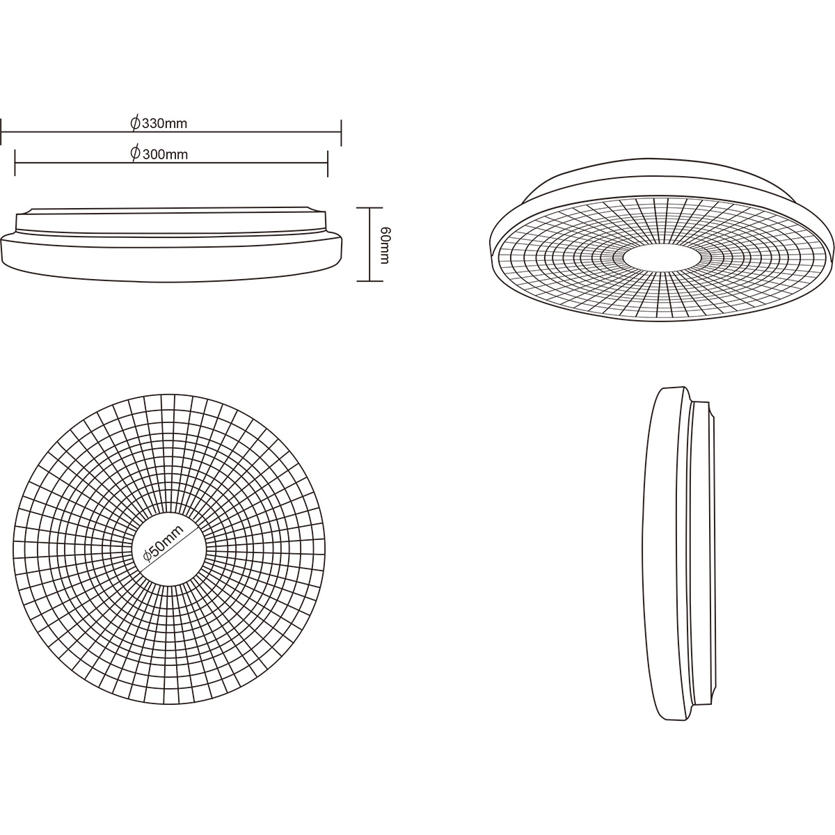 LED Plafondlamp - Plafondverlichting - Trion Gekko - 16W - Warm Wit 3000K - Rond - Mat Wit - Kunststof