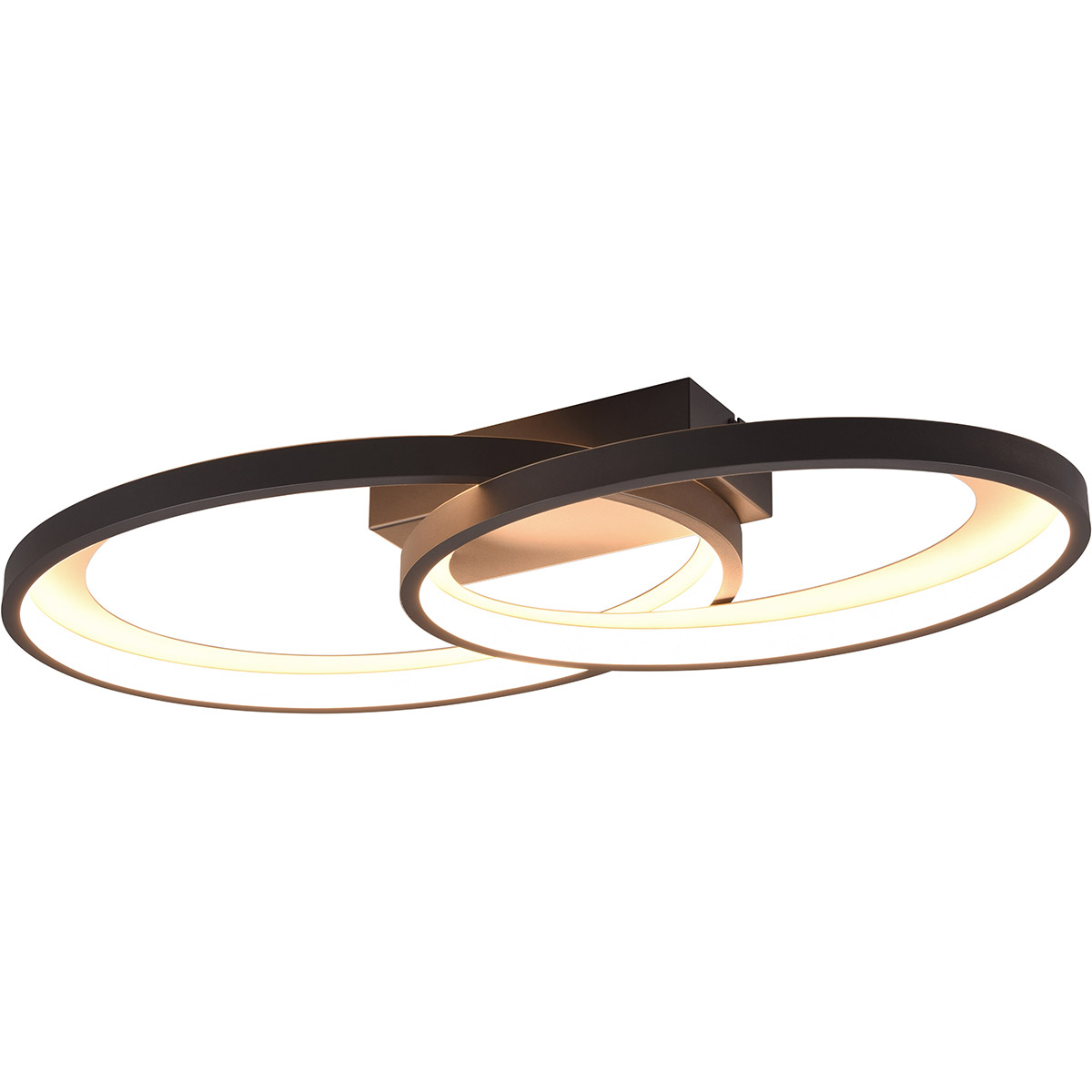 LED Plafondlamp - Plafondverlichting - Trion Gela - 25W - Warm Wit 3000K - Rond - Zwart Goud - Metaal