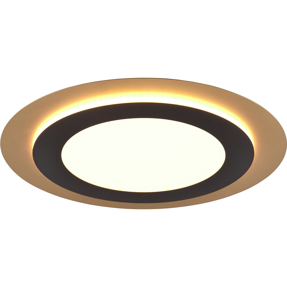 LED Plafondlamp - Plafondverlichting - Trion Groan - 42W - Aanpasbare Kleur - Afstandsbediening - Dimbaar - Rond - Zwart Goud - Metaal