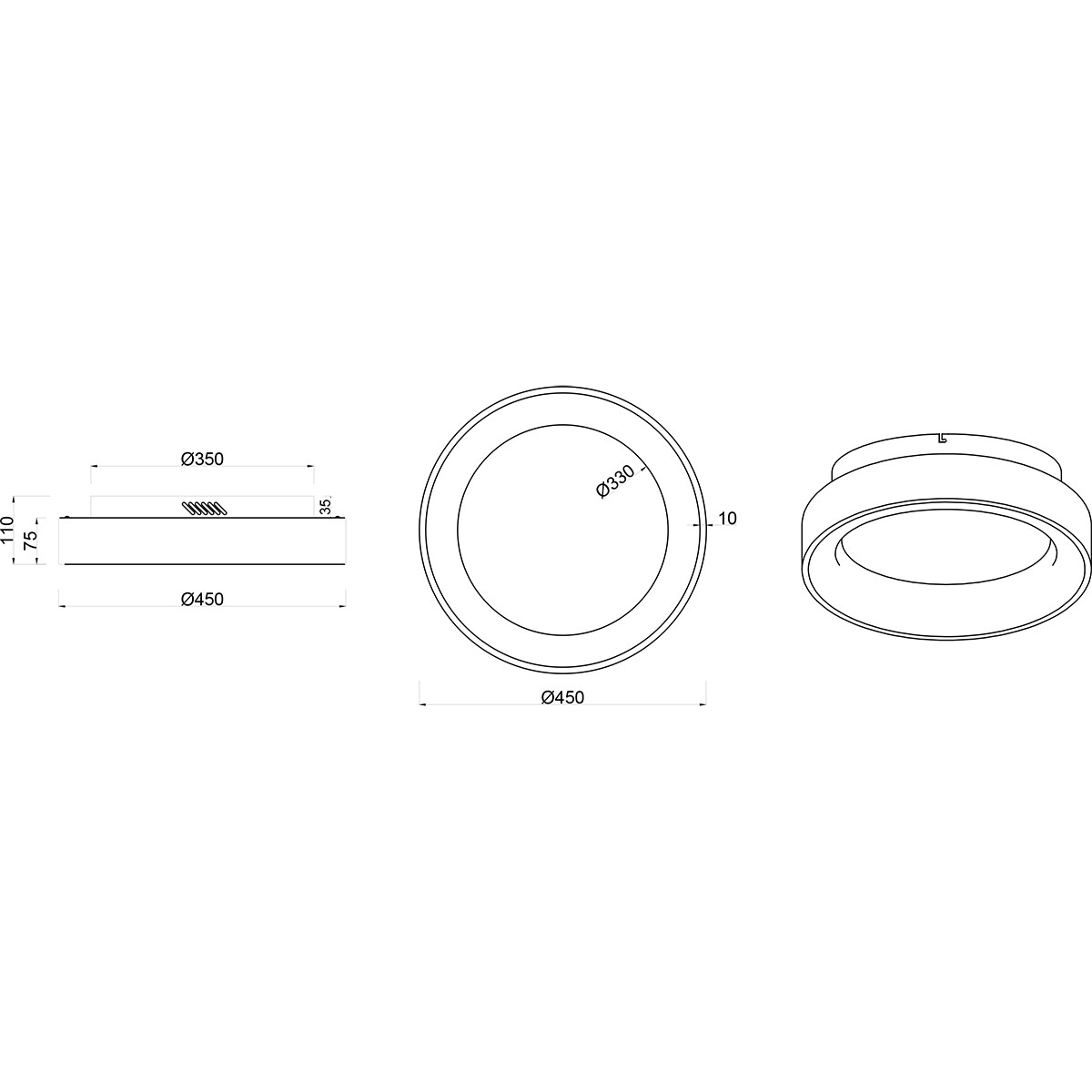 LED Plafondlamp - Plafondverlichting - Trion Gurano - 27W - Natuurlijk Wit 4000K - Dimbaar - Rond - Mat Wit - Aluminium