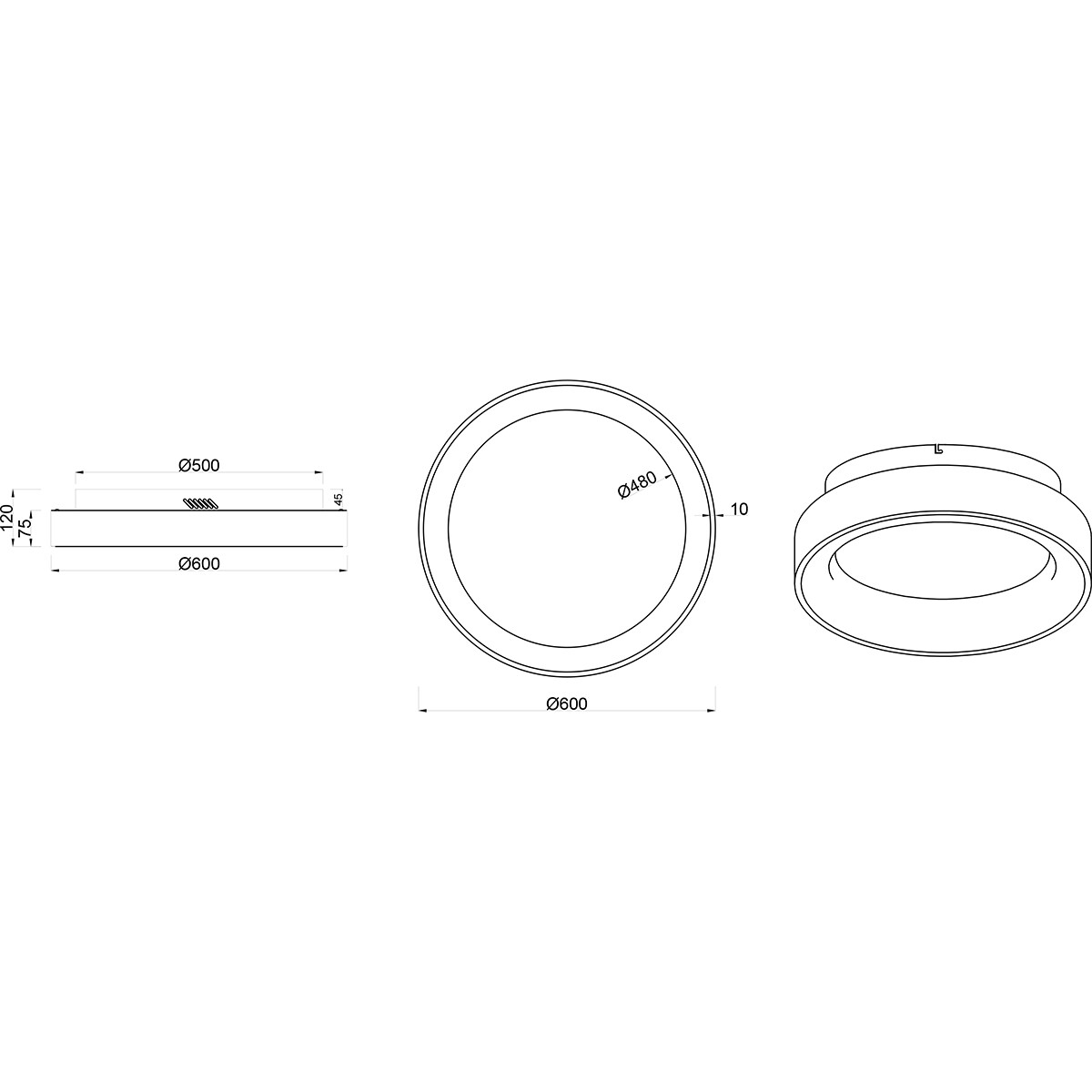 LED Plafondlamp - Plafondverlichting - Trion Gurano - 48W - Aanpasbare Kleur - Afstandsbediening - Dimbaar - Rond - Mat Wit - Aluminium