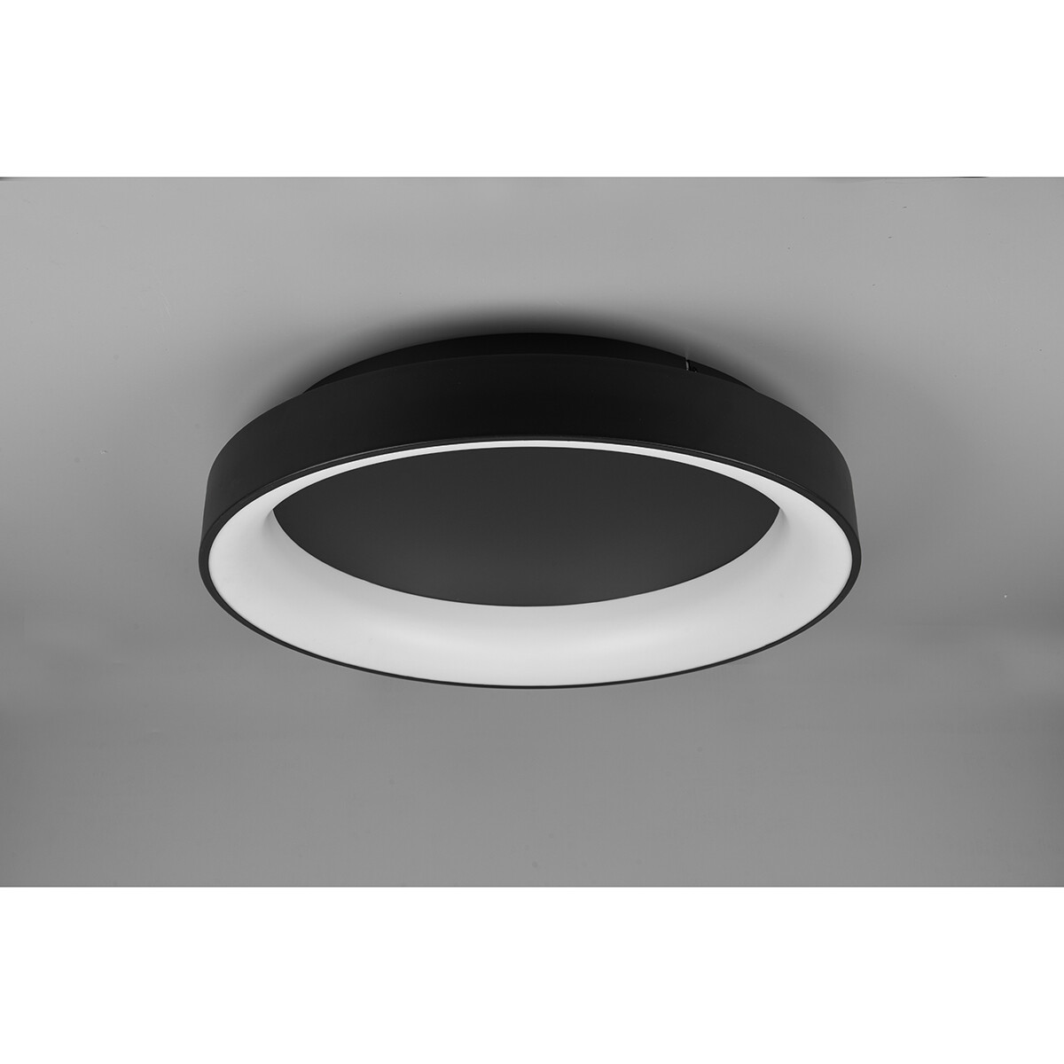 LED Plafondlamp - Plafondverlichting - Trion Gurano - 48W - Aanpasbare Kleur - Afstandsbediening - Dimbaar - Rond - Mat Zwart - Aluminium