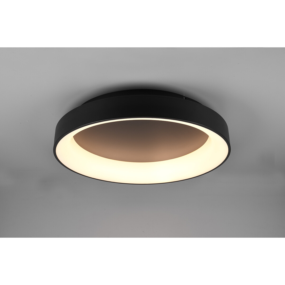 LED Plafondlamp - Plafondverlichting - Trion Gurano - 48W - Aanpasbare Kleur - Afstandsbediening - Dimbaar - Rond - Mat Zwart - Aluminium