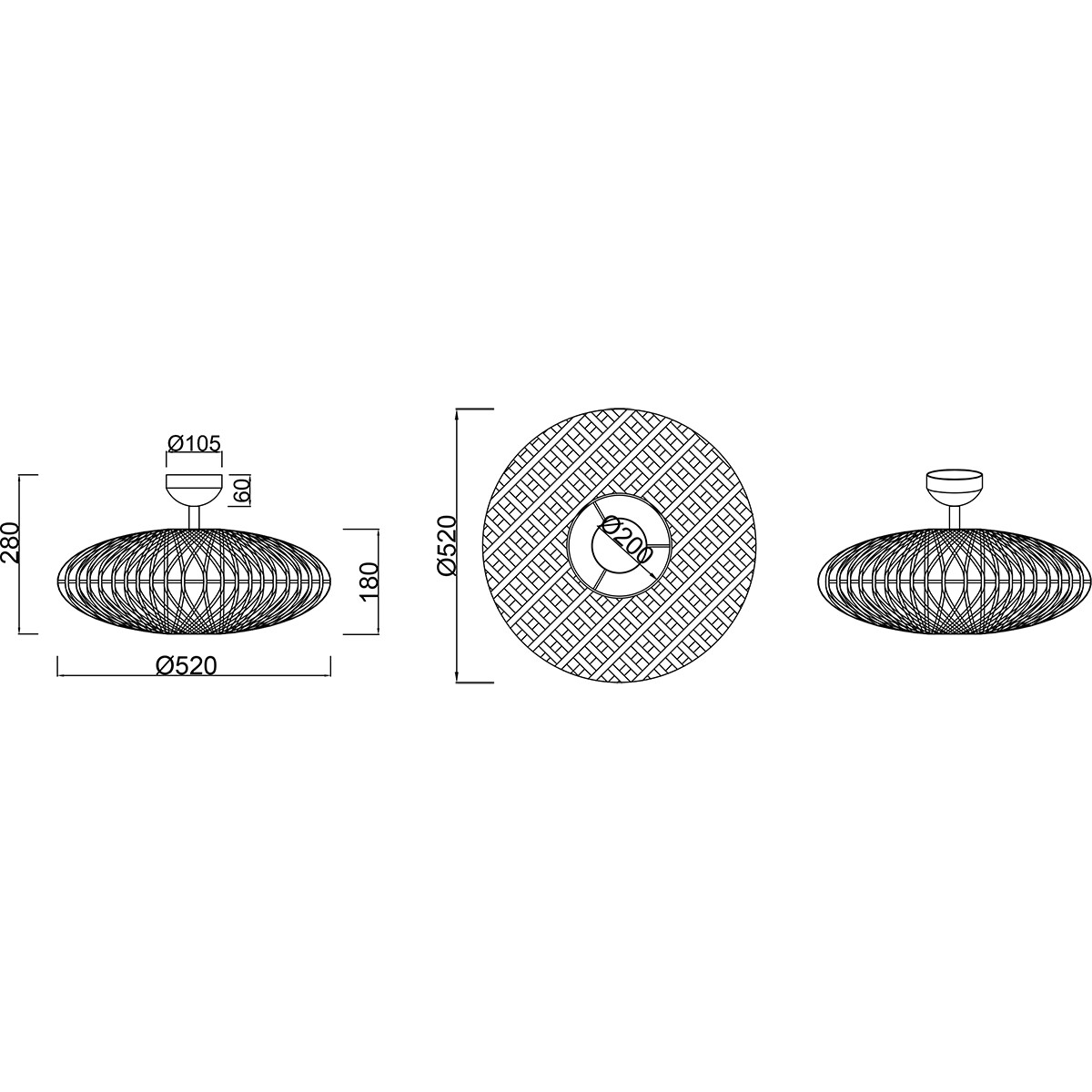 LED Plafondlamp - Plafondverlichting - Trion Hetra - E27 Fitting - 2-lichts - Rond - Mat Zwart - Aluminium