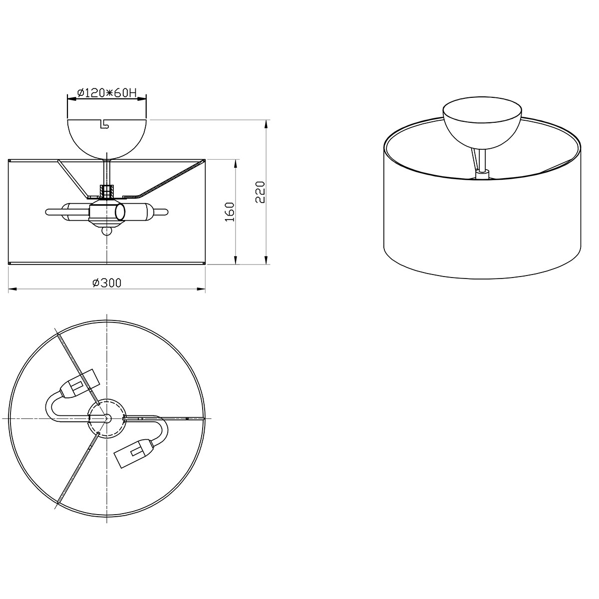 LED Plafondlamp - Plafondverlichting - Trion Hostons - E14 Fitting - Rond - Mat Zwart - Aluminium