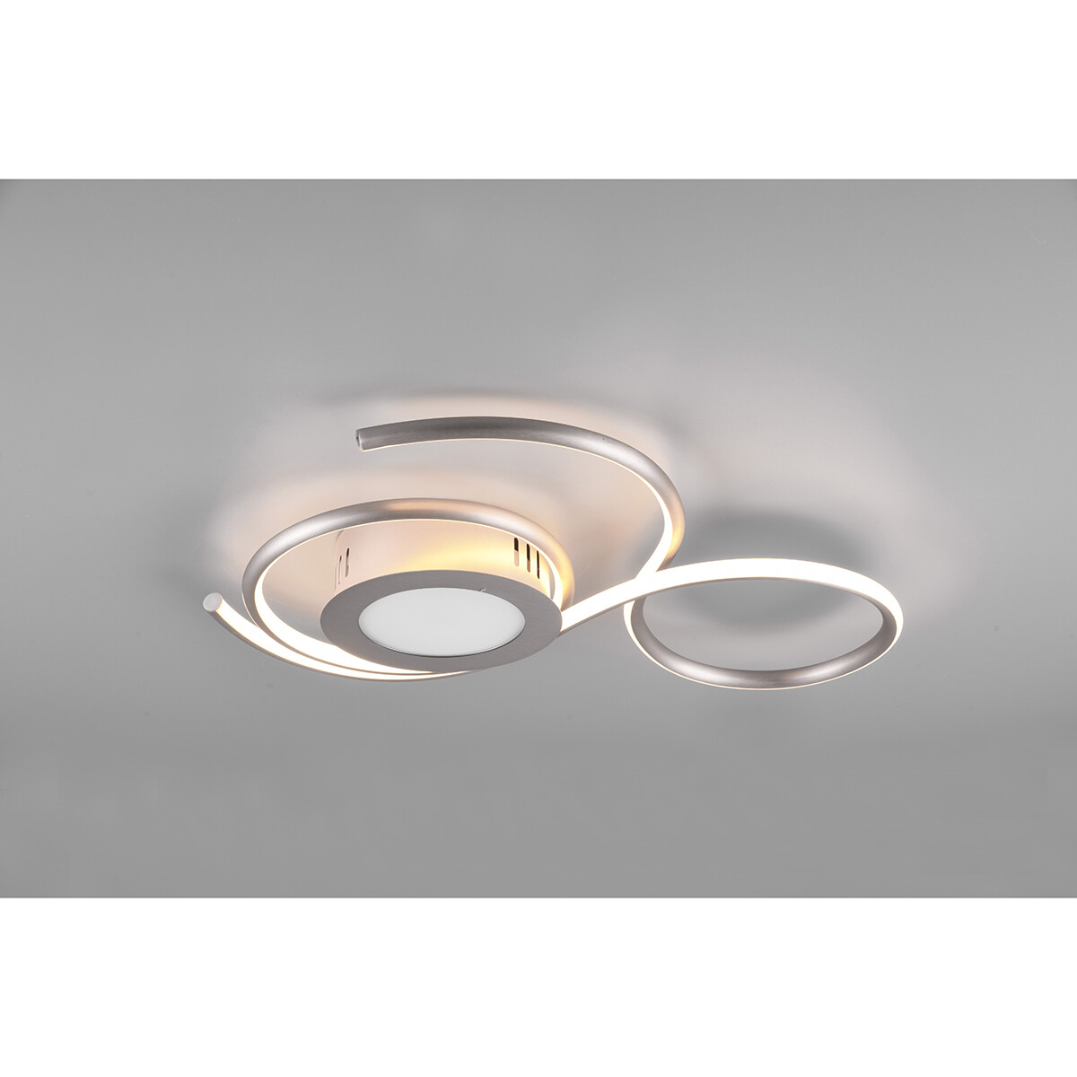 LED Plafondlamp - Plafondverlichting - Trion Jivino - 36W - Aanpasbare Kleur - Dimbaar - Rond - Mat Nikkel - Aluminium