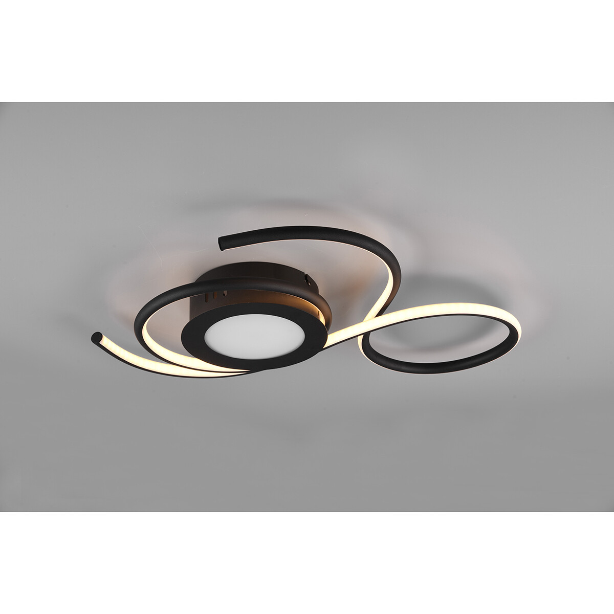 LED Plafondlamp - Plafondverlichting - Trion Jivino - 36W - Aanpasbare Kleur - Dimbaar - Rond - Mat Zwart - Aluminium