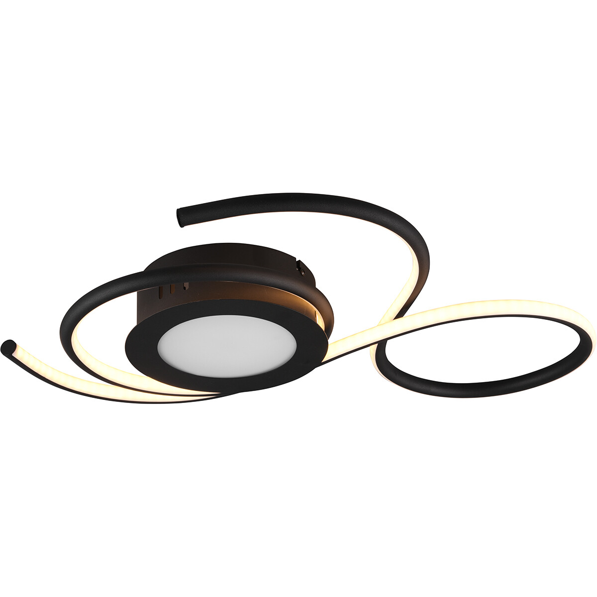 LED Plafondlamp - Plafondverlichting - Trion Jivino - 36W - Aanpasbare Kleur - Dimbaar - Rond - Mat Zwart - Aluminium