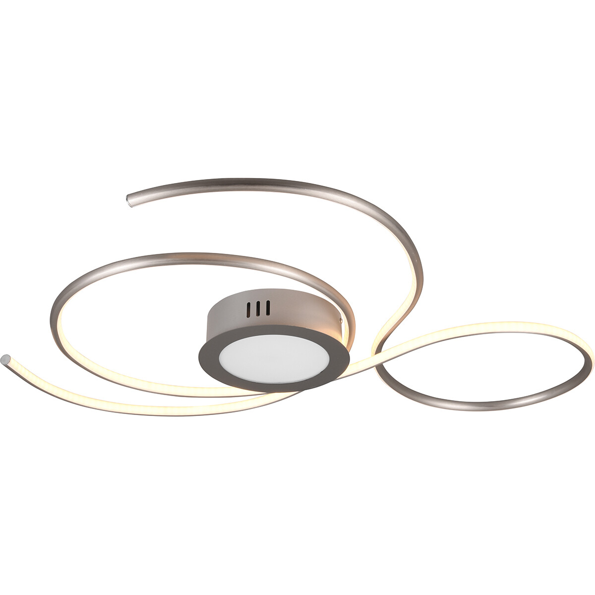 LED Plafondlamp - Plafondverlichting - Trion Jivino - 48W - Aanpasbare Kleur - Dimbaar - Rond - Mat Nikkel - Aluminium