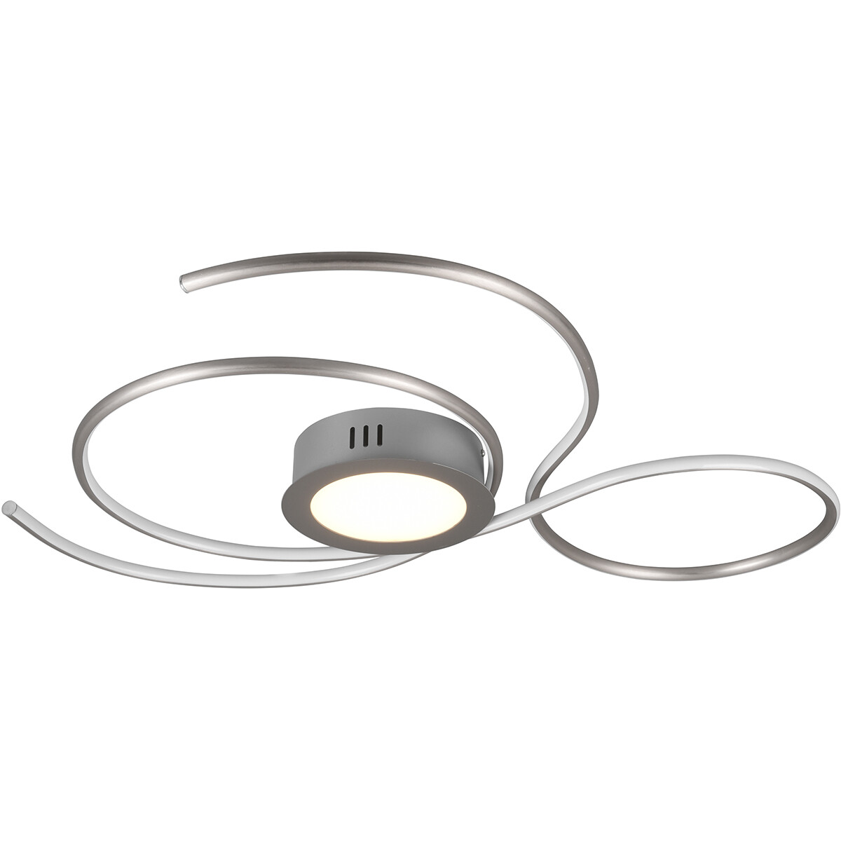 LED Plafondlamp - Plafondverlichting - Trion Jivino - 48W - Aanpasbare Kleur - Dimbaar - Rond - Mat Nikkel - Aluminium