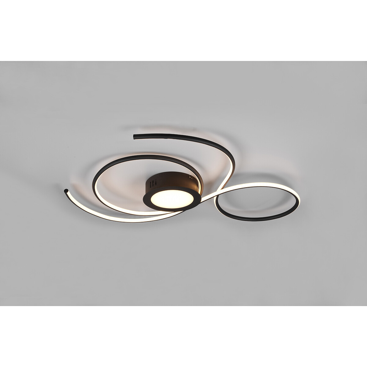 LED Plafondlamp - Plafondverlichting - Trion Jivino - 48W - Aanpasbare Kleur - Dimbaar - Rond - Mat Zwart - Aluminium