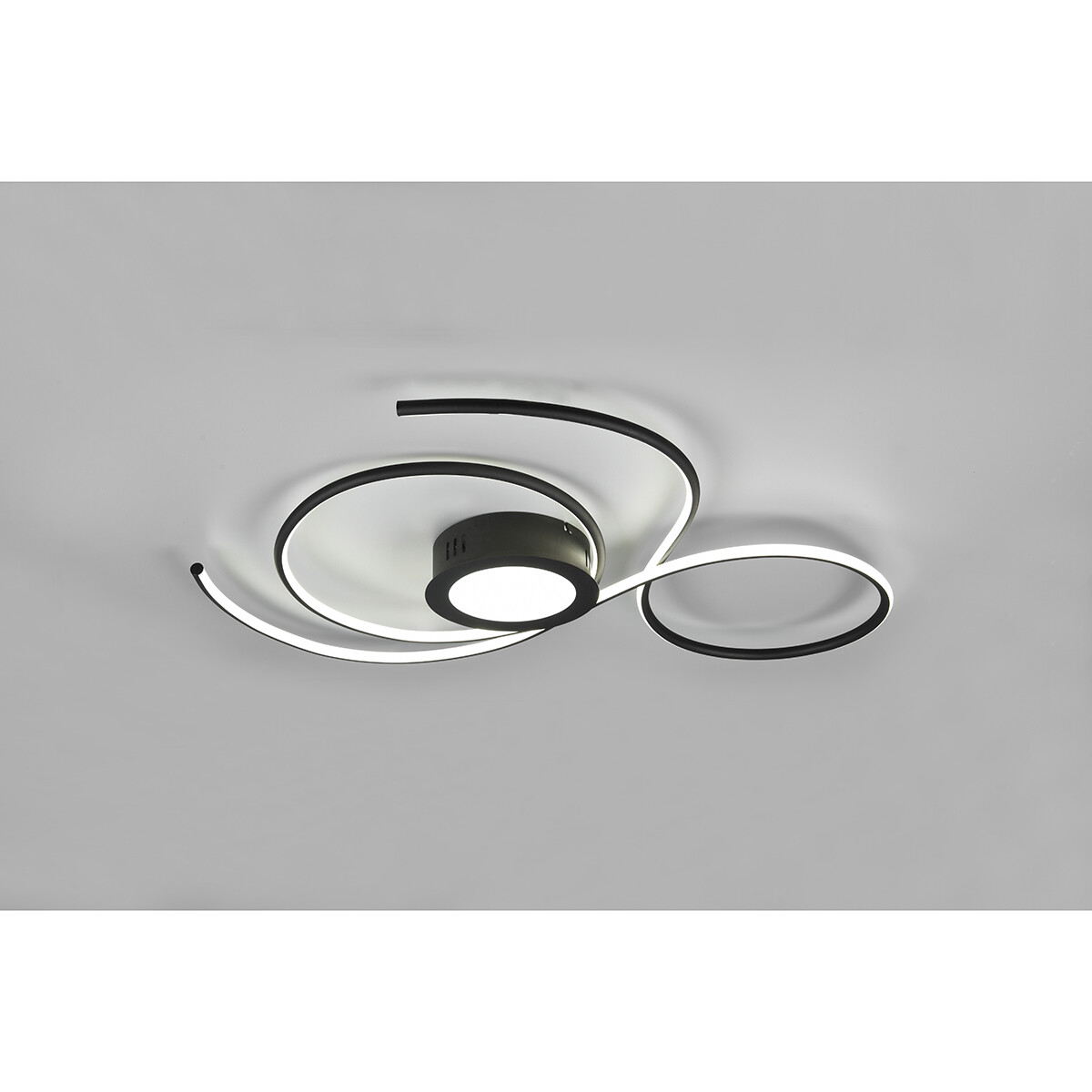 LED Plafondlamp - Plafondverlichting - Trion Jivino - 48W - Aanpasbare Kleur - Dimbaar - Rond - Mat Zwart - Aluminium