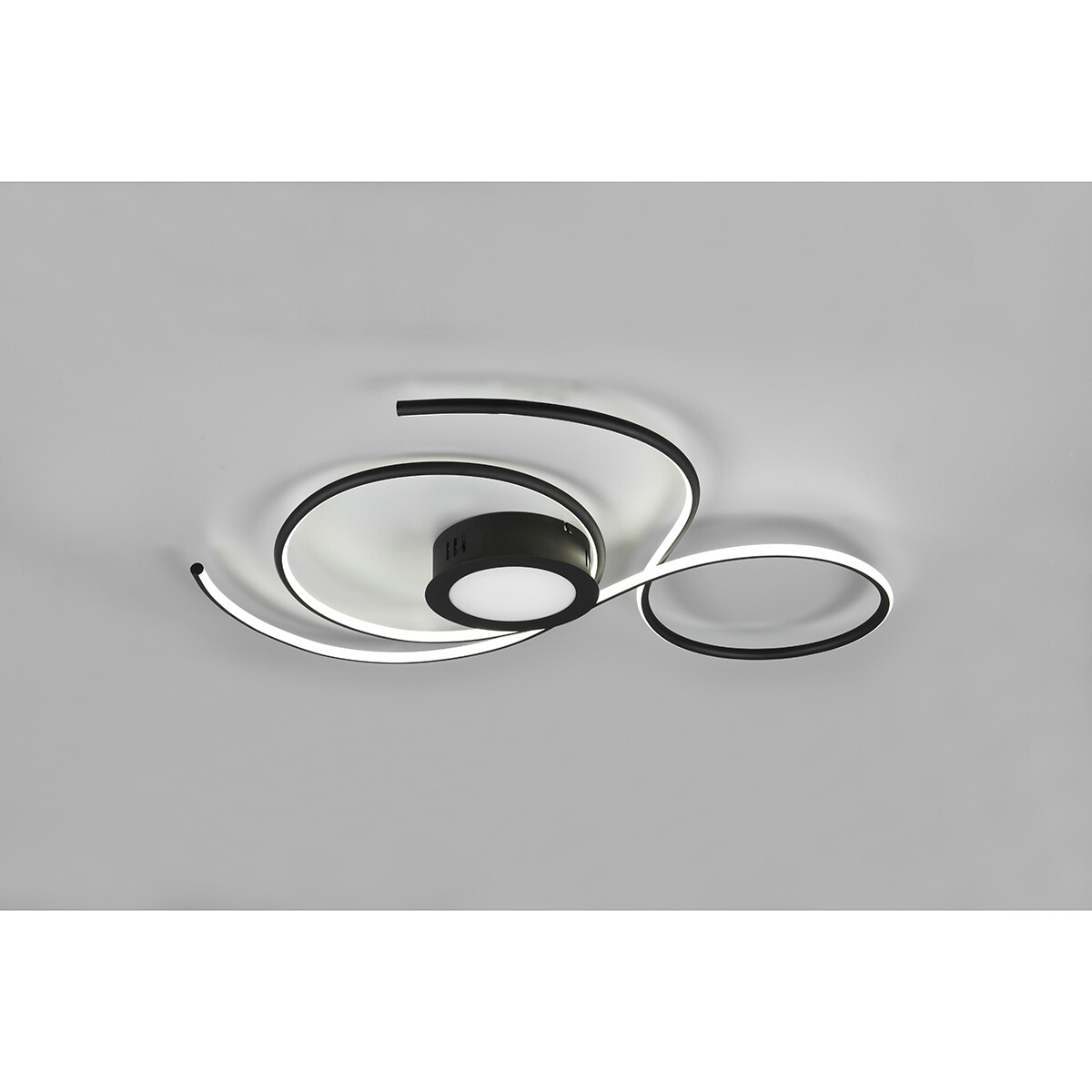 LED Plafondlamp - Plafondverlichting - Trion Jivino - 48W - Aanpasbare Kleur - Dimbaar - Rond - Mat Zwart - Aluminium