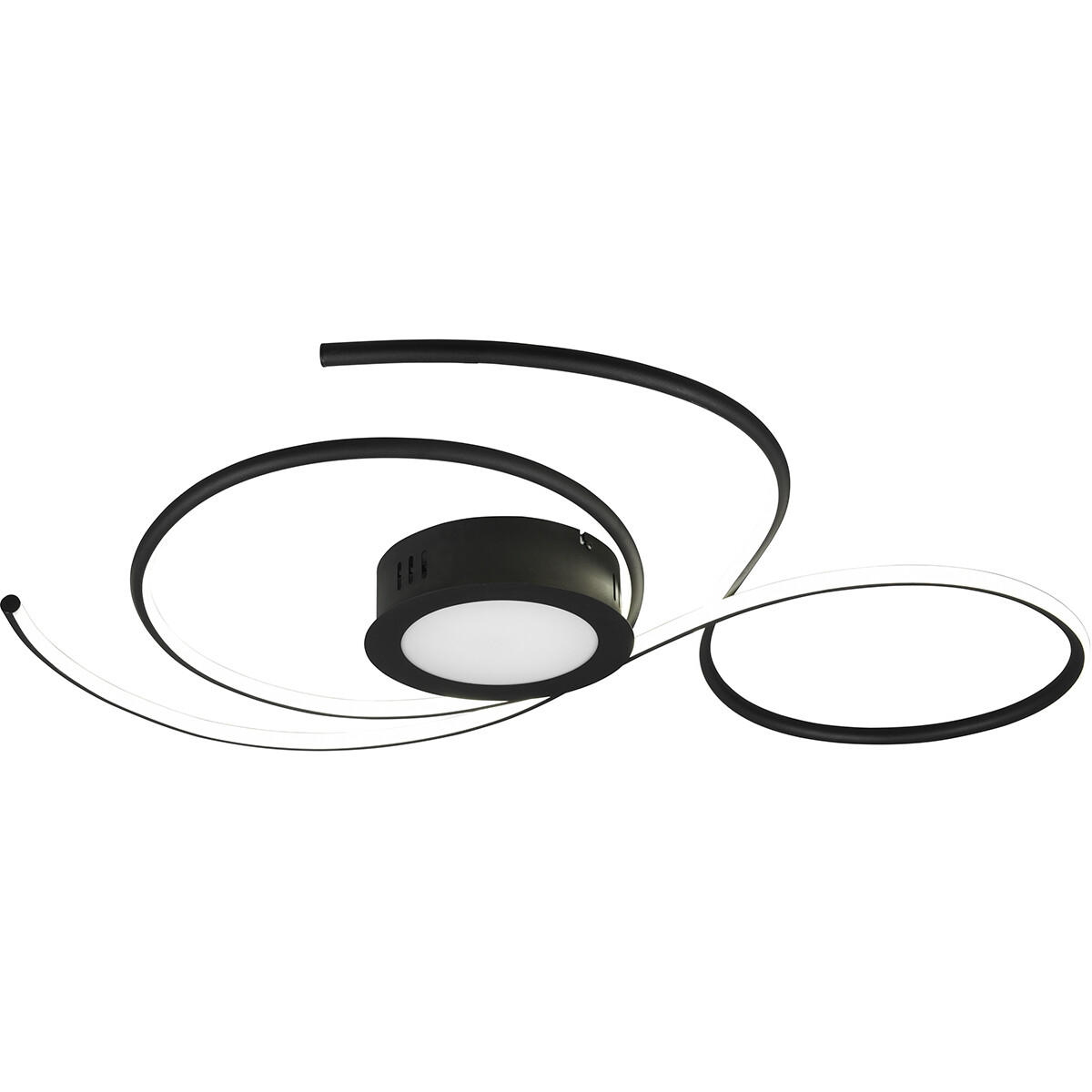 LED Plafondlamp - Plafondverlichting - Trion Jivino - 48W - Aanpasbare Kleur - Dimbaar - Rond - Mat Zwart - Aluminium