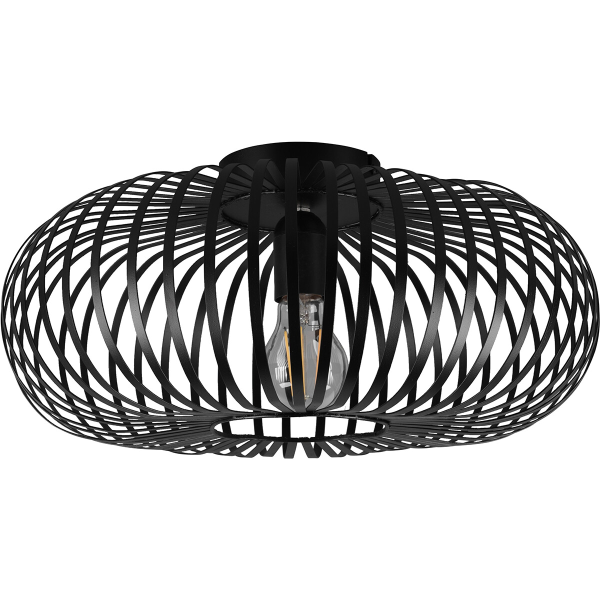 LED Plafondlamp - Plafondverlichting - Trion Johy - E27 Fitting - Rond - Industrieel - Mat Zwart - Aluminium - 40cm