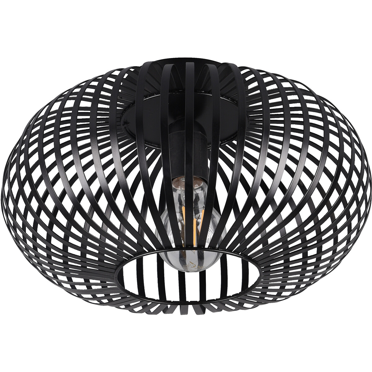 LED Plafondlamp - Plafondverlichting - Trion Johy - E27 Fitting - Rond - Industrieel - Mat Zwart - Aluminium - 30cm