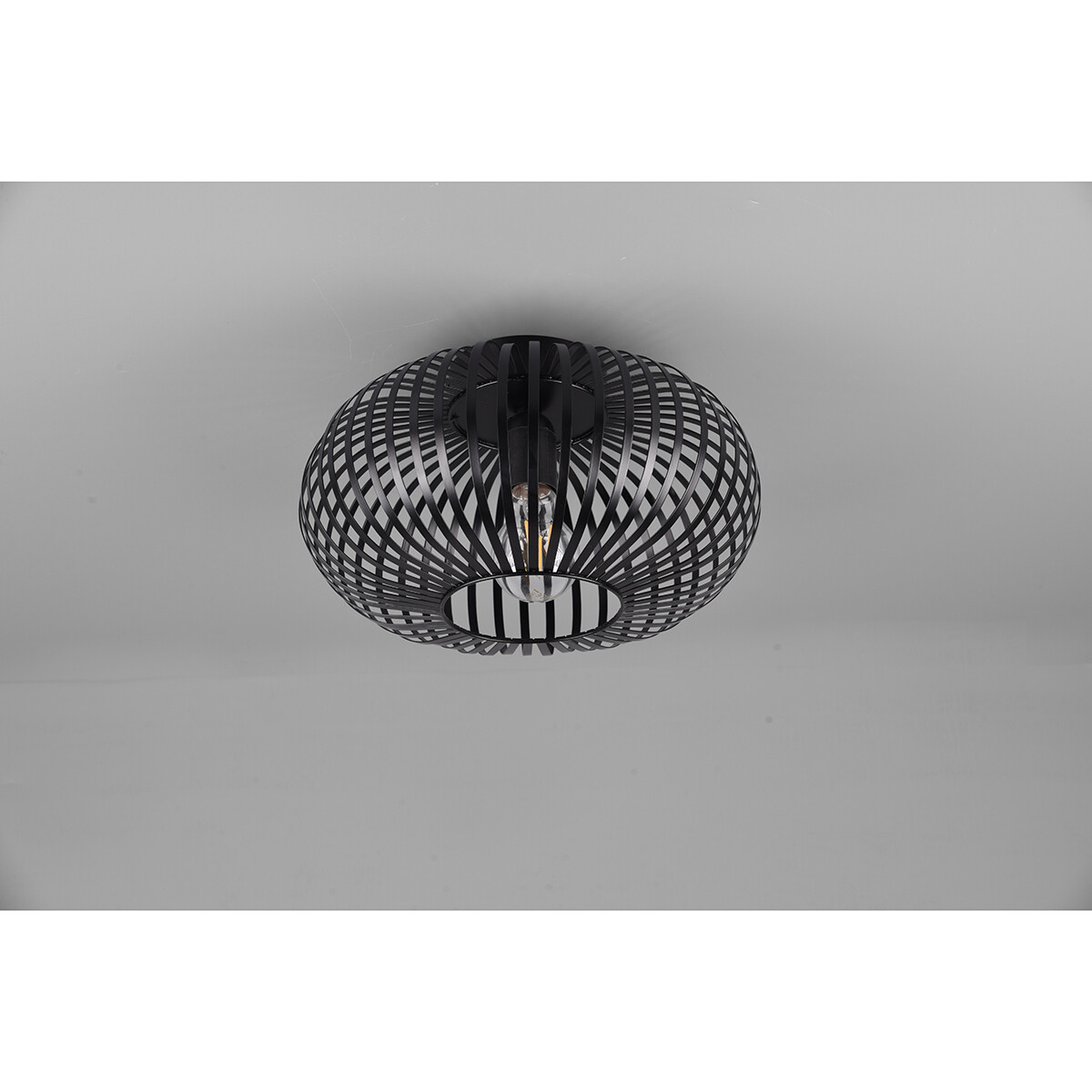 LED Plafondlamp - Plafondverlichting - Trion Johy - E27 Fitting - Rond - Industrieel - Mat Zwart - Aluminium - 30cm