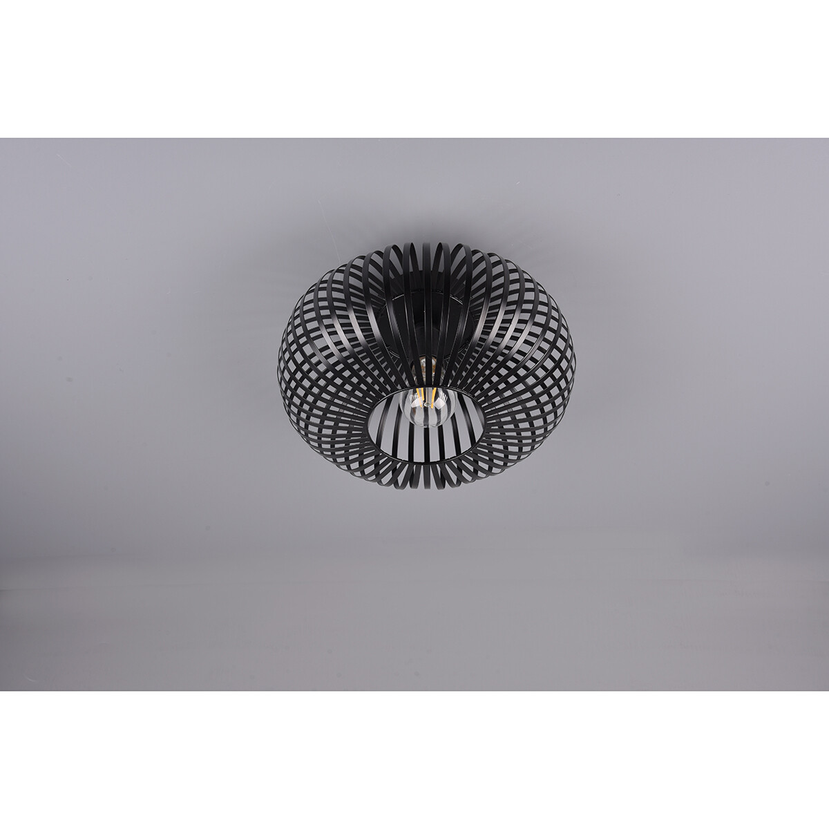 LED Plafondlamp - Plafondverlichting - Trion Johy - E27 Fitting - Rond - Industrieel - Mat Zwart - Aluminium - 30cm