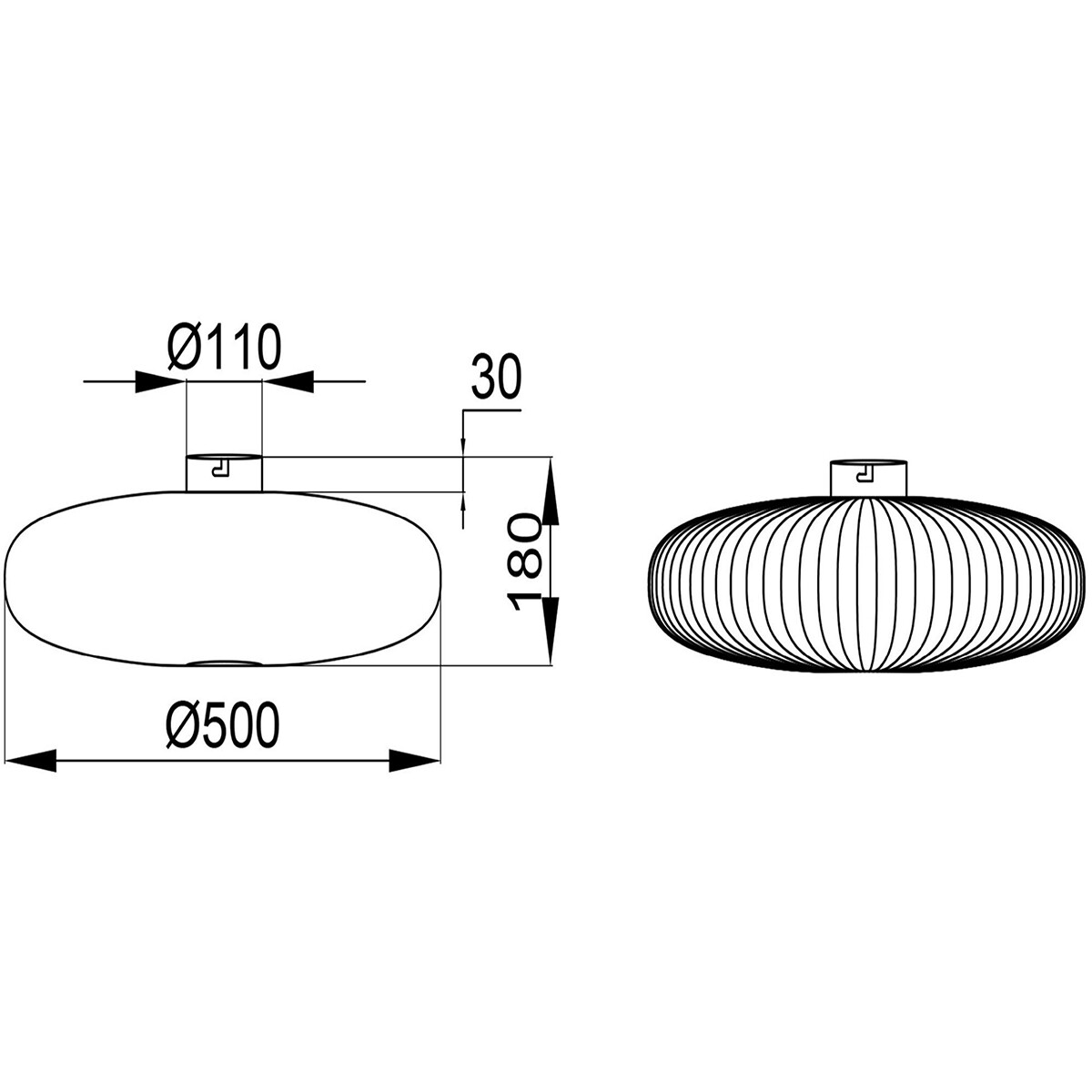 LED Plafondlamp - Plafondverlichting - Trion Johy - E27 Fitting - Rond - Industrieel - Mat Zwart - Aluminium - 50cm