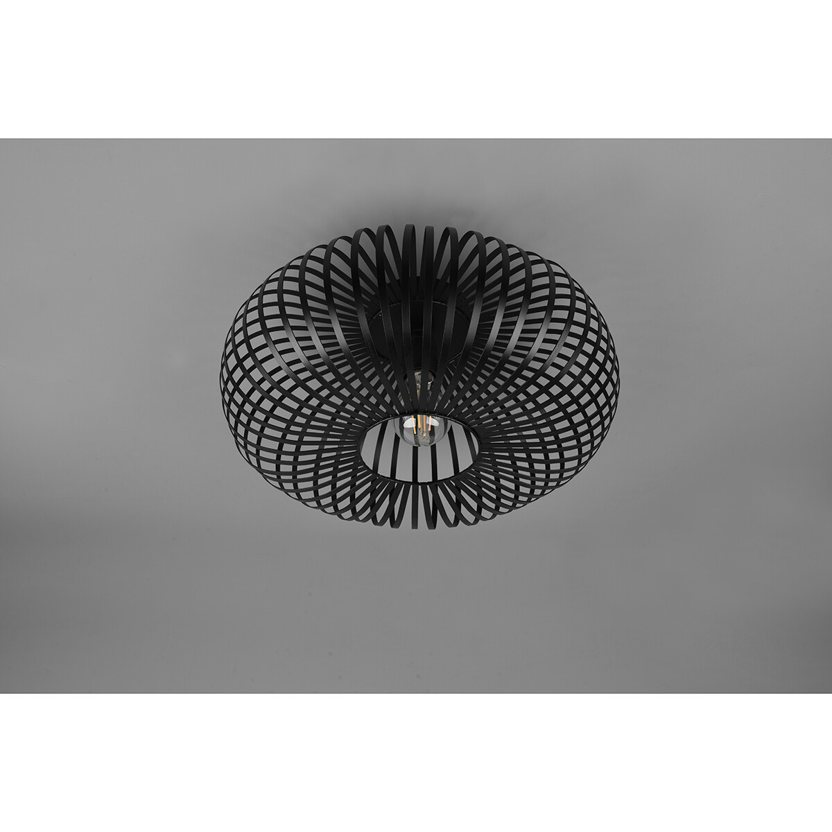 LED Plafondlamp - Plafondverlichting - Trion Johy - E27 Fitting - Rond - Industrieel - Mat Zwart - Aluminium - 40cm