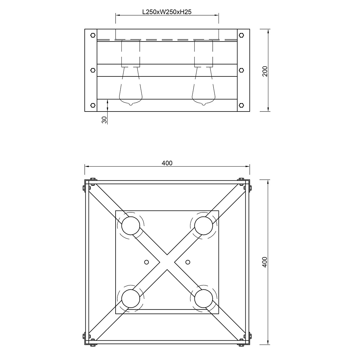 LED Plafondlamp - Plafondverlichting - Trion Khon - E27 Fitting - Vierkant - Mat Nikkel - Aluminium