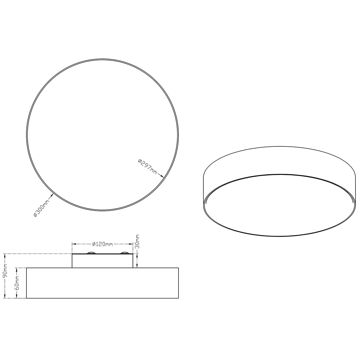 LED Plafondlamp - Plafondverlichting - Trion Lanago - 11W - Warm Wit 3000K - Rond - Mat Grijs - Aluminium