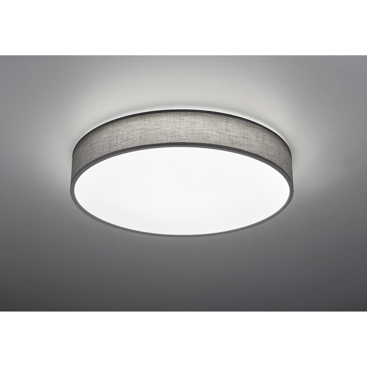 LED Plafondlamp - Plafondverlichting - Trion Lanago - 42W - Aanpasbare Kleur - Afstandsbediening - Dimbaar - Rond - Mat Grijs - Textiel