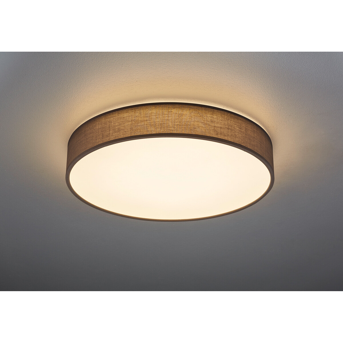 LED Plafondlamp - Plafondverlichting - Trion Lanago - 42W - Aanpasbare Kleur - Afstandsbediening - Dimbaar - Rond - Mat Grijs - Textiel