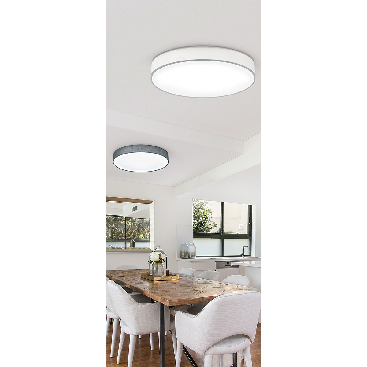 LED Plafondlamp - Plafondverlichting - Trion Lanago - 42W - Aanpasbare Kleur - Afstandsbediening - Dimbaar - Rond - Mat Grijs - Textiel