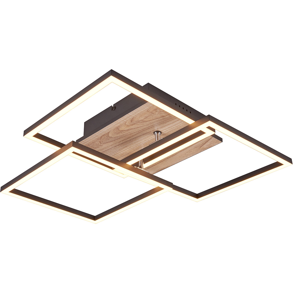 LED Plafondlamp - Plafondverlichting - Trion Libo - 27W - Aanpasbare Kleur - Vierkant - Bruin - MDF