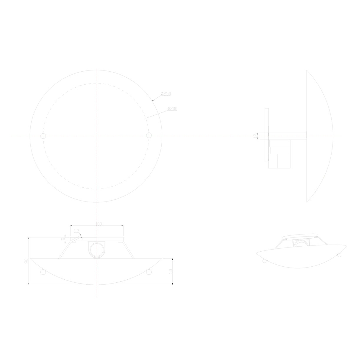 LED Plafondlamp - Plafondverlichting - Trion Linola - E27 Fitting - Rond - Mat Grijs - Aluminium