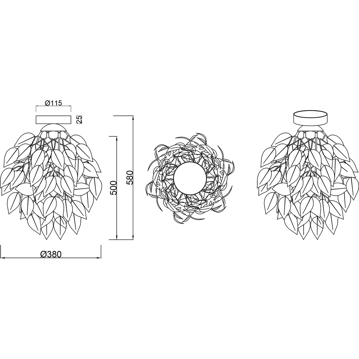 LED Plafondlamp - Plafondverlichting - Trion Lovy - E27 Fitting - 1-lichts - Rond - Mat Zwart/Goud - Aluminium