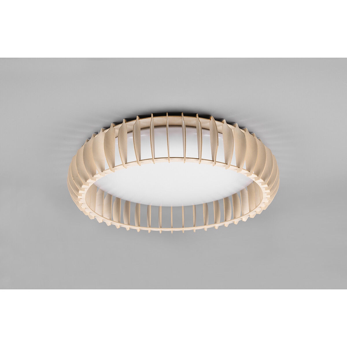 LED Plafondlamp - Plafondverlichting - Trion Manto XL - 38W - Aanpasbare Kleur - Afstandsbediening - Dimbaar - Rond - Houtkleur - Kunststof