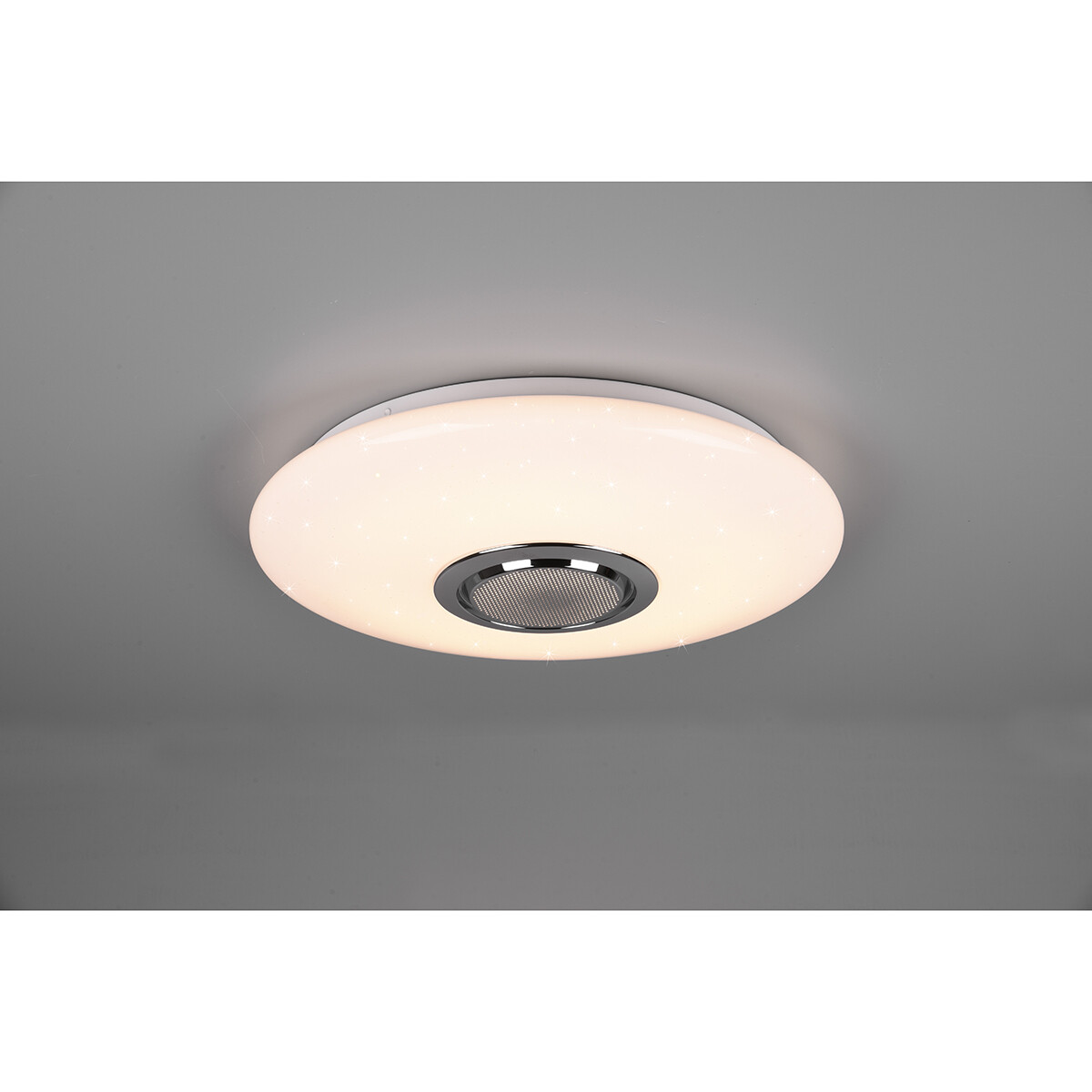 LED Plafondlamp - Plafondverlichting - Trion Minan - 15.5W - RGBW - Dimbaar - Aanpasbare Kleur - Afstandsbediening - Bluetooth Speaker - Sterlicht -  Rond - Mat Wit - Kunststof