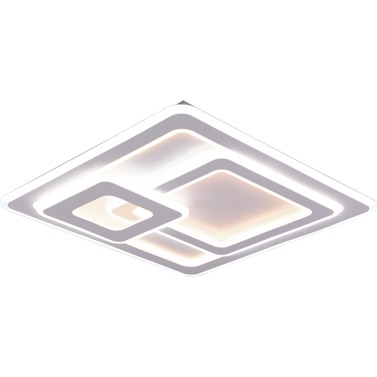 LED Plafondlamp - Plafondverlichting - Trion Mirna - 76W - Aanpasbare Kleur - Afstandsbediening - Dimbaar - Vierkant - Mat Wit - Aluminium