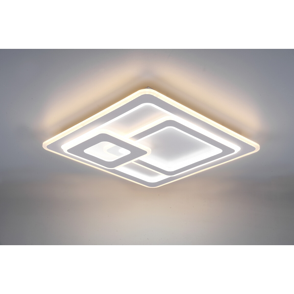 LED Plafondlamp - Plafondverlichting - Trion Mirna - 76W - Aanpasbare Kleur - Afstandsbediening - Dimbaar - Vierkant - Mat Wit - Aluminium