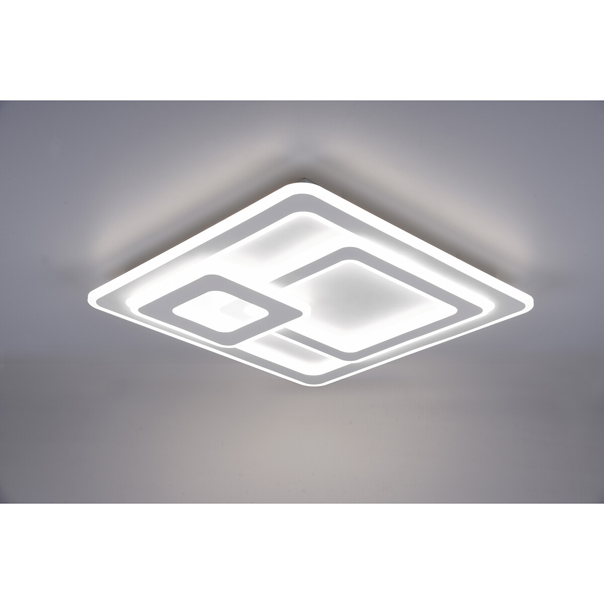 LED Plafondlamp - Plafondverlichting - Trion Mirna - 76W - Aanpasbare Kleur - Afstandsbediening - Dimbaar - Vierkant - Mat Wit - Aluminium