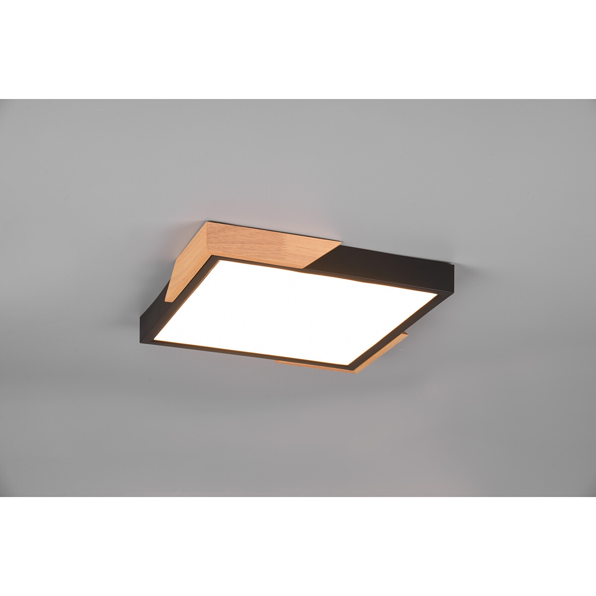 LED Plafondlamp - Plafondverlichting - Trion Mirza - 20W - Warm Wit 3000K - Dimbaar - Vierkant - Mat Zwart - Kunststof