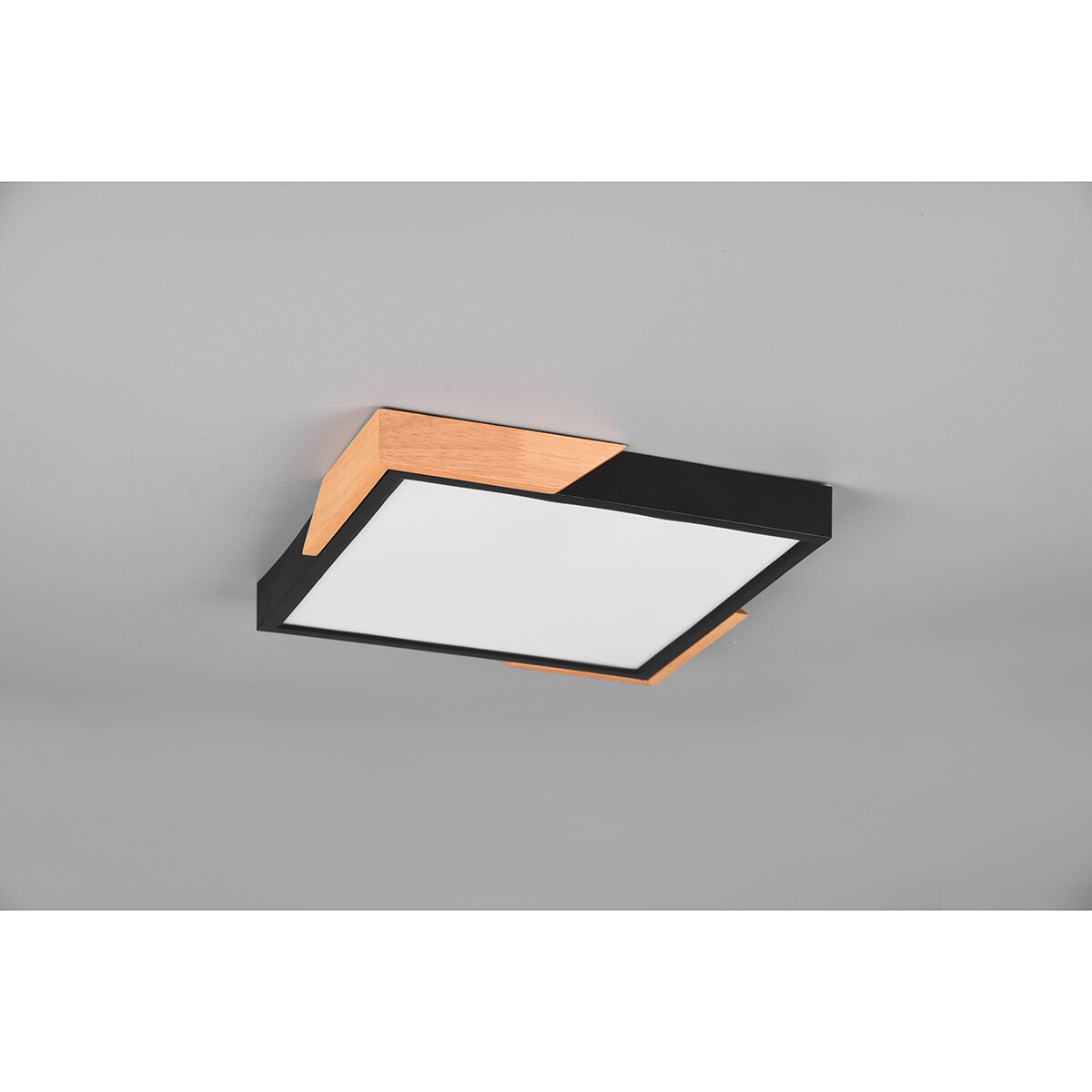 LED Plafondlamp - Plafondverlichting - Trion Mirza - 20W - Warm Wit 3000K - Dimbaar - Vierkant - Mat Zwart - Kunststof